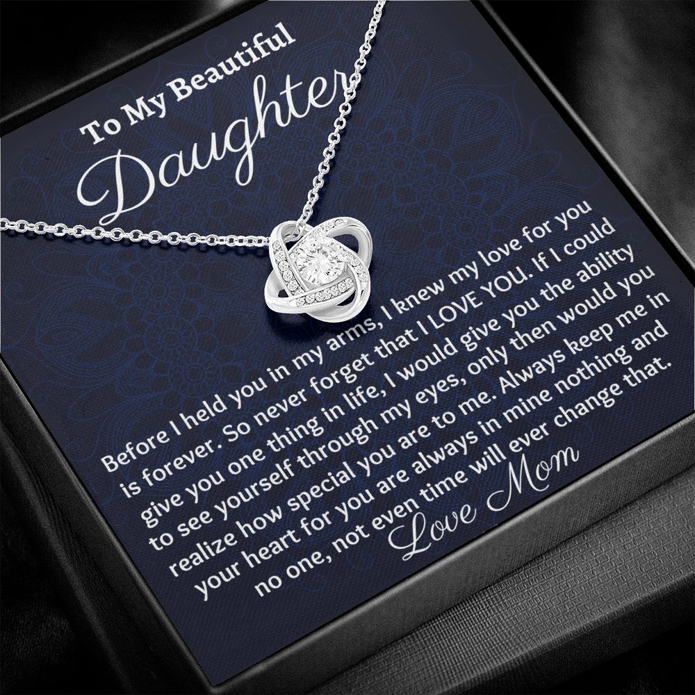Ready To My Beautiful Daughter, Love Knot Necklace, Christmas Gift, Meaningful Gift, Birthday Gift, From Loving Mom, I Love You.