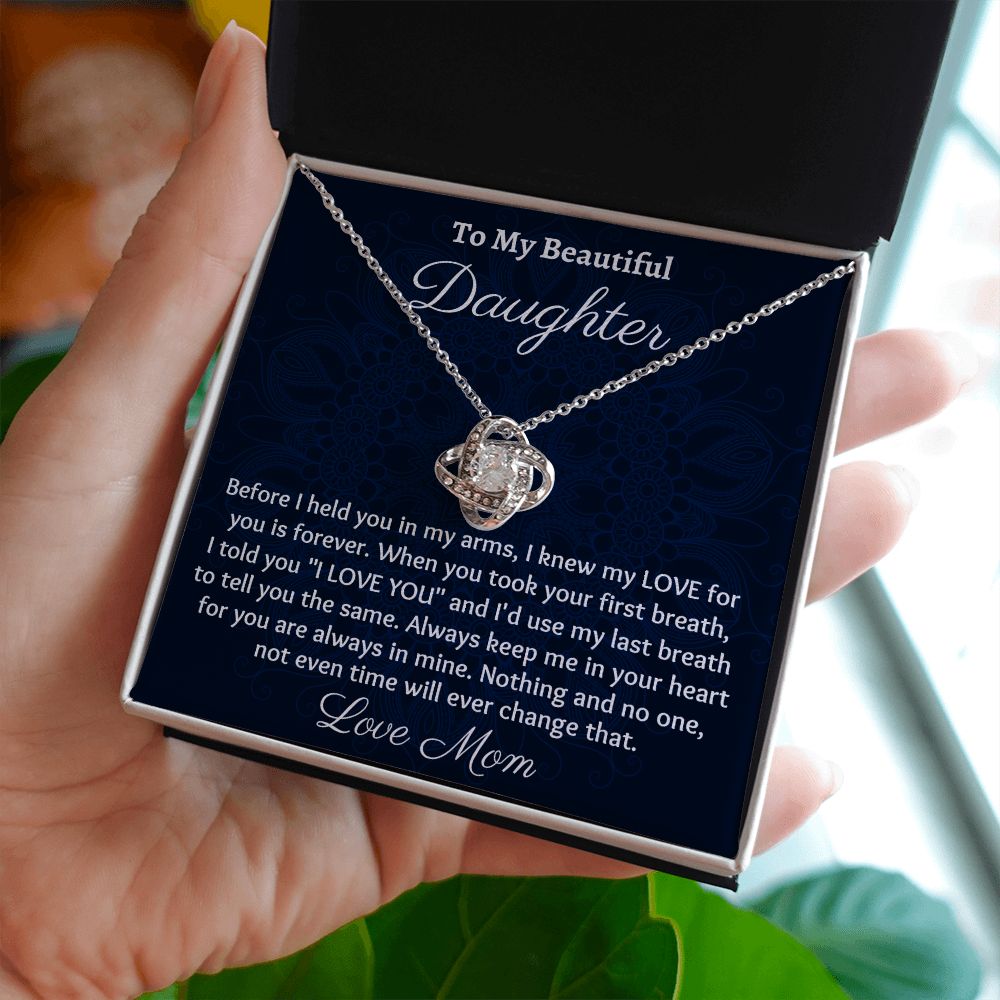 Ready To My Beautiful Daughter, Love Knot Necklace, Christmas Gift, Meaningful Gift, Birthday Gift, From Loving Mom.
