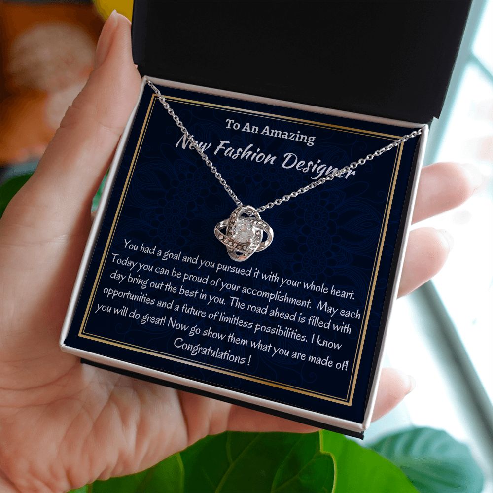 To An Amazing New Fashion Designer Love Knot Necklace, Fashion School Grad, Congratulations Gift For Her, New Fashion Designer Jewelry, Meaningful Gift.