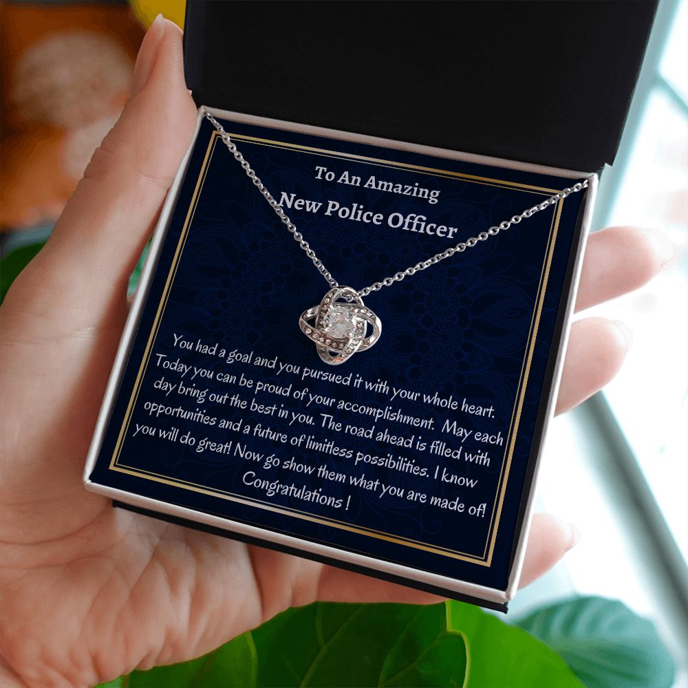 To An Amazing New Police Officer Love Knot Necklace, New Police Graduation Gift, Police Academy Grad, Meaningful Gift,  Women Jewelry