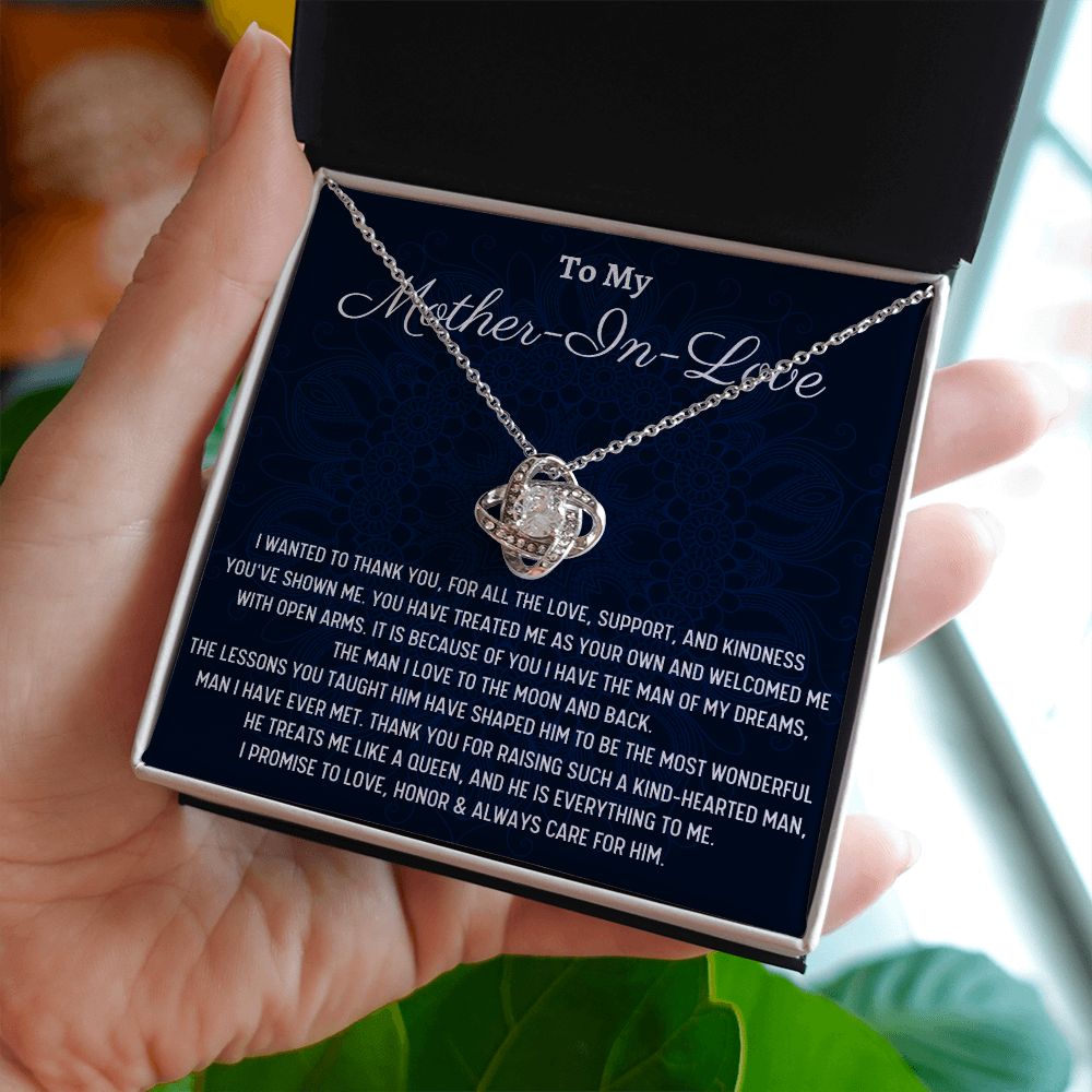 To My Fiance's Mom, Birthday Gift For My Mother-In-Love, Love Knot Necklace, Wedding Day Gift For Her