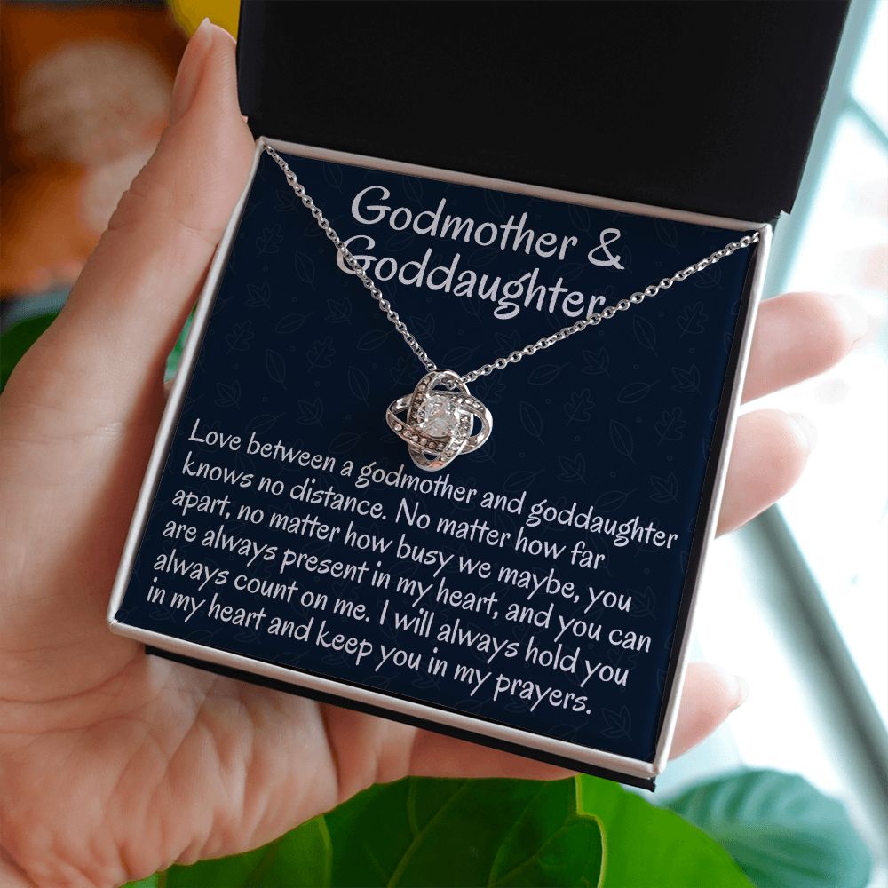 Godmother & Goddaughter, Love Knot Necklace, Birthday Gift For Her, Sweet Sixteen Jewelry, From Loving Godmother.