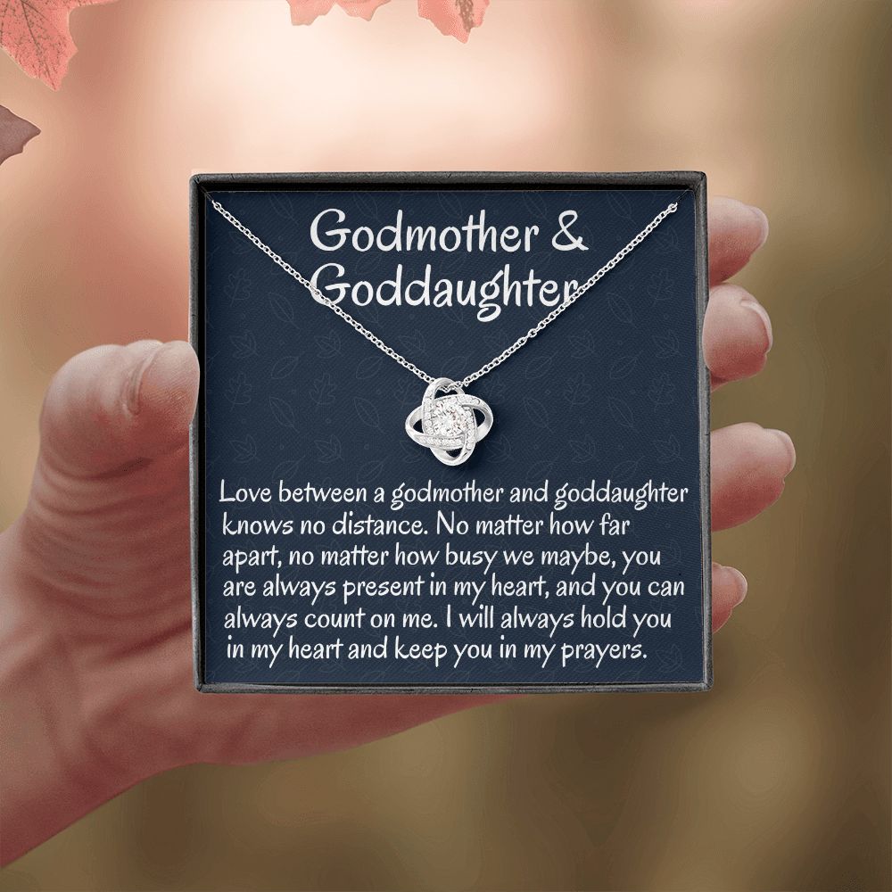 Godmother & Goddaughter, Love Knot Necklace, Birthday Gift For Her, Sweet Sixteen Jewelry, From Loving Godmother.