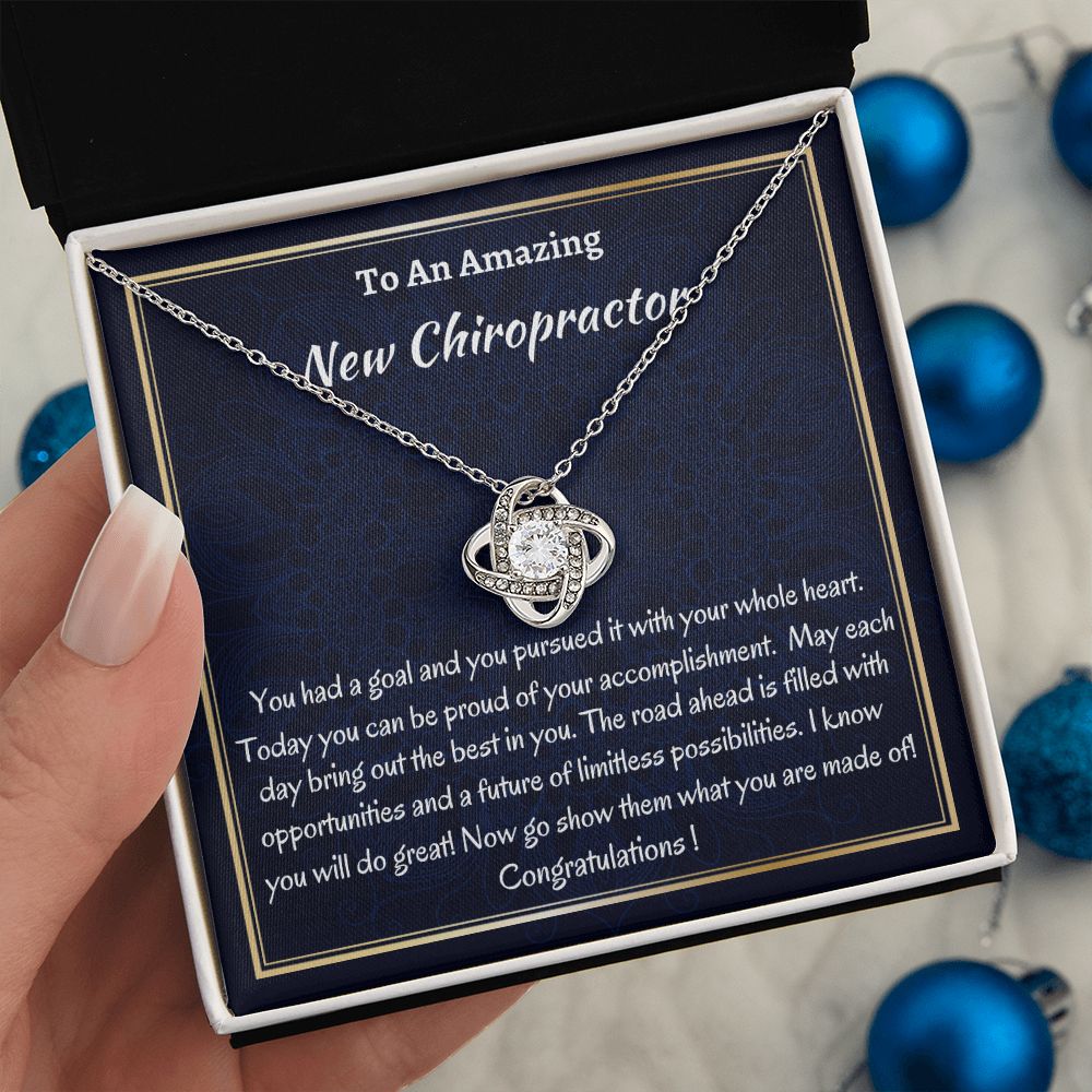 To An Amazing New Chiropractor Love Knot Necklace, New Chiropractor Congratulations Gift, Profession Gift ,Jewelry Gift For Her.