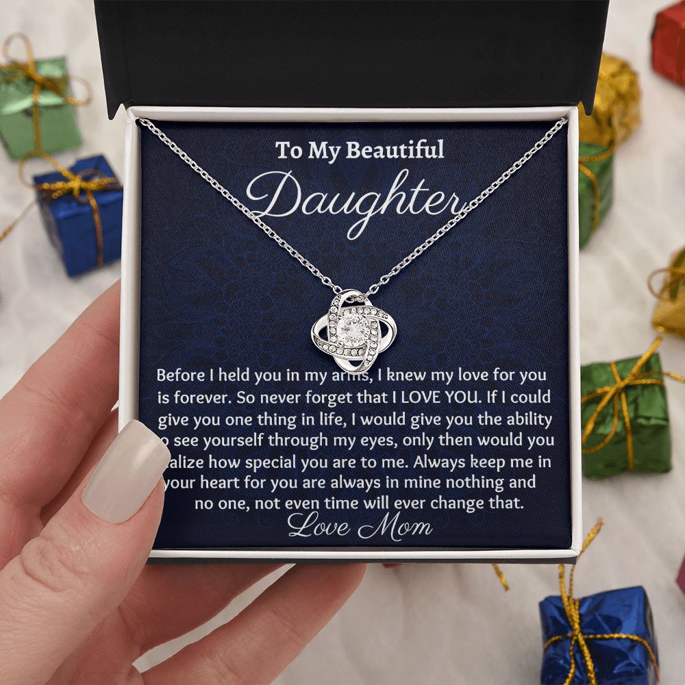 Ready To My Beautiful Daughter, Love Knot Necklace, Christmas Gift, Meaningful Gift, Birthday Gift, From Loving Mom, I Love You.