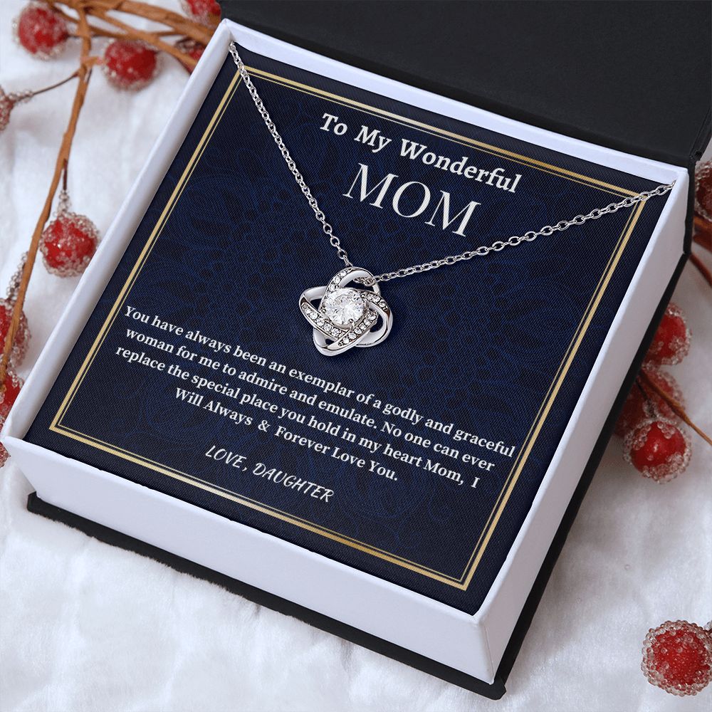 To My Wonderful Mom Love Knot Necklace, Mother's Day Jewelry Gift For Her, Daughter To Mother Gift, Unique Mother's Day Gift, Birthday Gift For A Wonderful Mother.