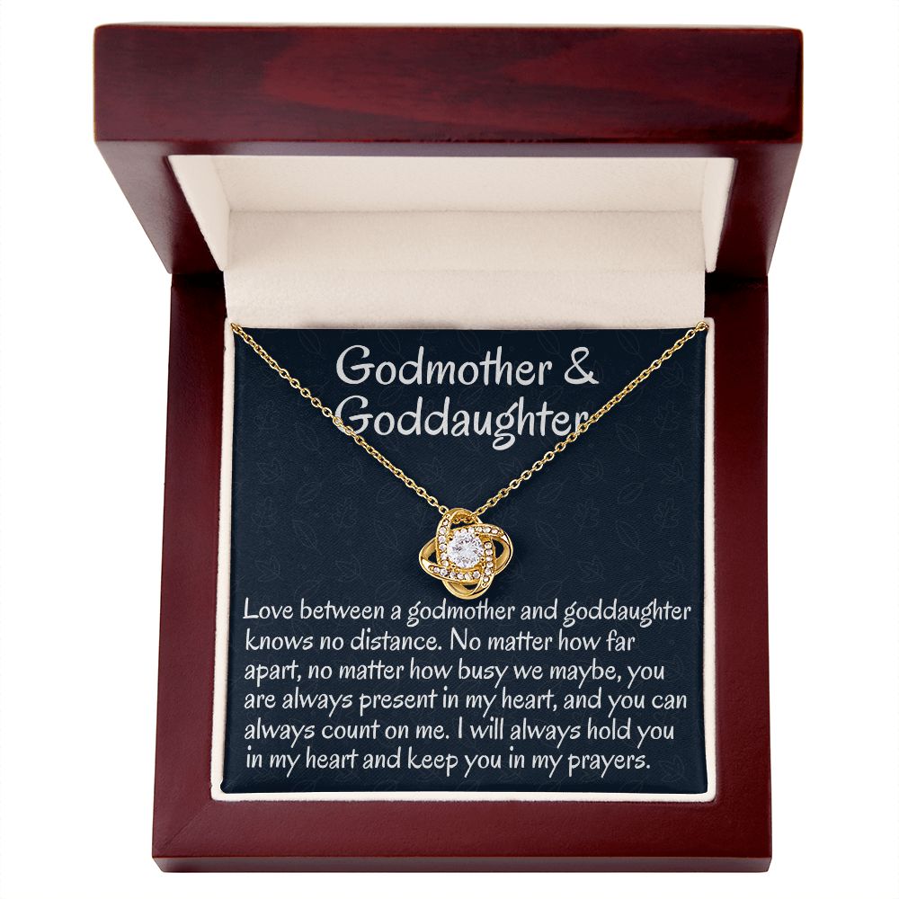 Godmother & Goddaughter, Love Knot Necklace, Birthday Gift For Her, Sweet Sixteen Jewelry, From Loving Godmother.