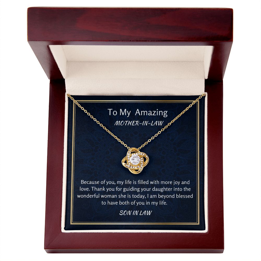 To My Amazing Mother In Law Love Knot Necklace, Birthday Gift For Amazing Mother In Law, Mothers Day Gift, Wedding Day Gift,  From Groom Gift To Mother In Law, Appreciation Gift, Women Jewelry.