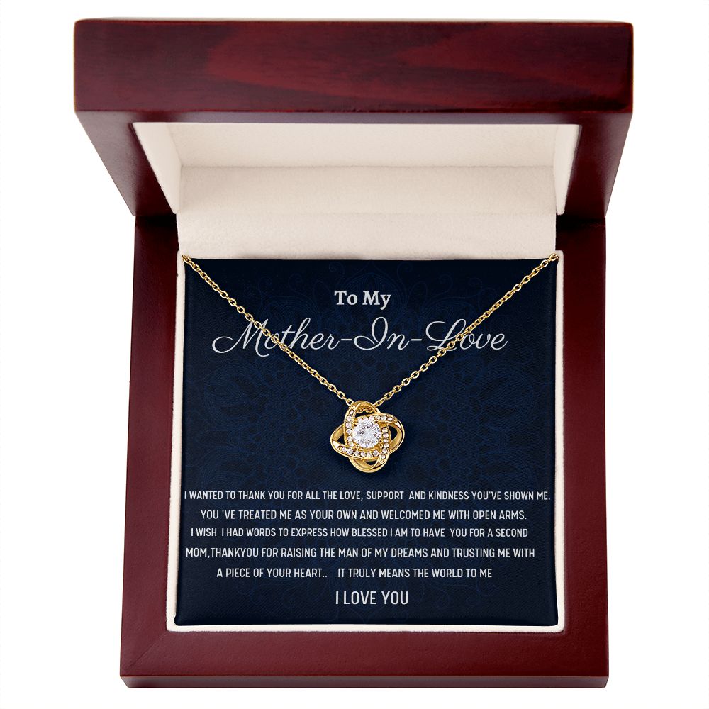 To My Mother In Love Love Knot Necklace, Birthday Gift For Mother In Love, Husband's Mom Gift, Wedding Anniversary Gift, Women Gift, Meaningful Gift,  Retirement Gift From Daughter In Law.