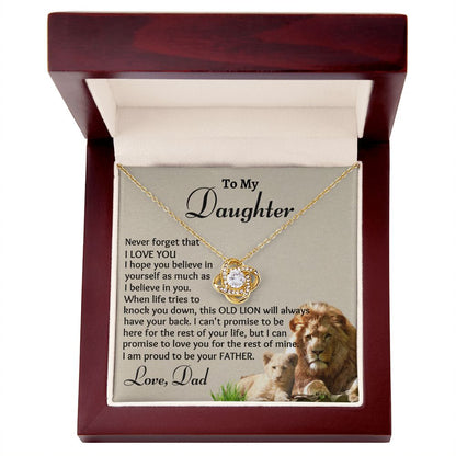 To My Daughter, Love Knot Necklace, Birthday  Gift, Christmas Gift For Lovely Daughter, Dad To Daughter Gift, Appreciation Jewelry.