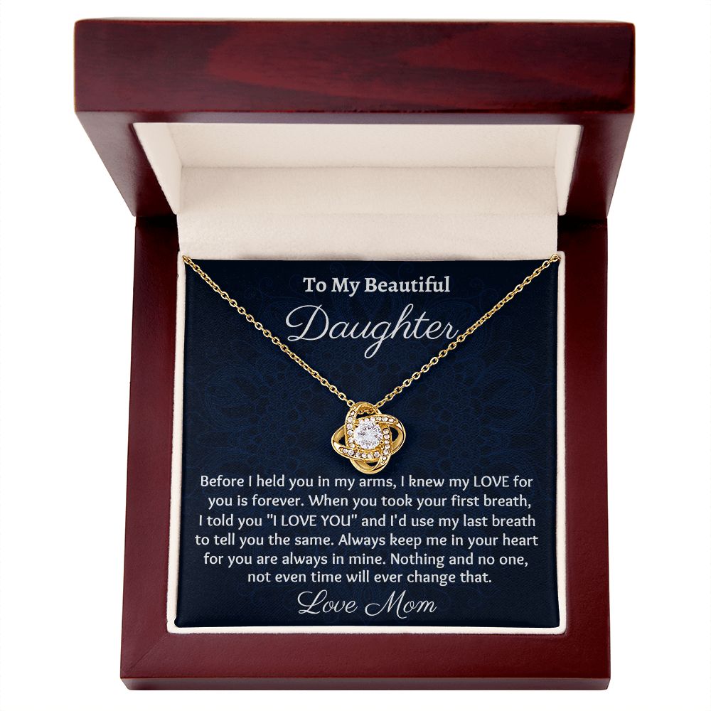 Ready To My Beautiful Daughter, Love Knot Necklace, Christmas Gift, Meaningful Gift, Birthday Gift, From Loving Mom.