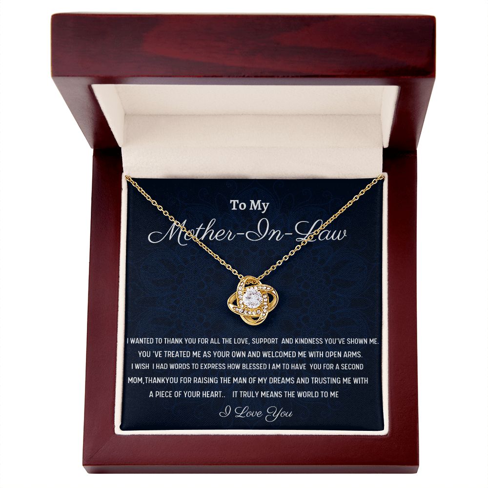 To My Mother-In-Law Love Knot Necklace, Birthday Gift For Mother In Law, Mothers Day Gift, Wedding Anniversary Gift, Women Jewelry Gift, From Daughter In Law.