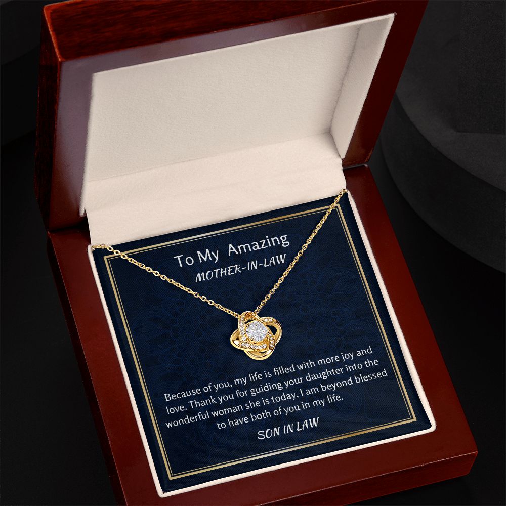 To My Amazing Mother In Law Love Knot Necklace, Birthday Gift For Amazing Mother In Law, Mothers Day Gift, Wedding Day Gift,  From Groom Gift To Mother In Law, Appreciation Gift, Women Jewelry.