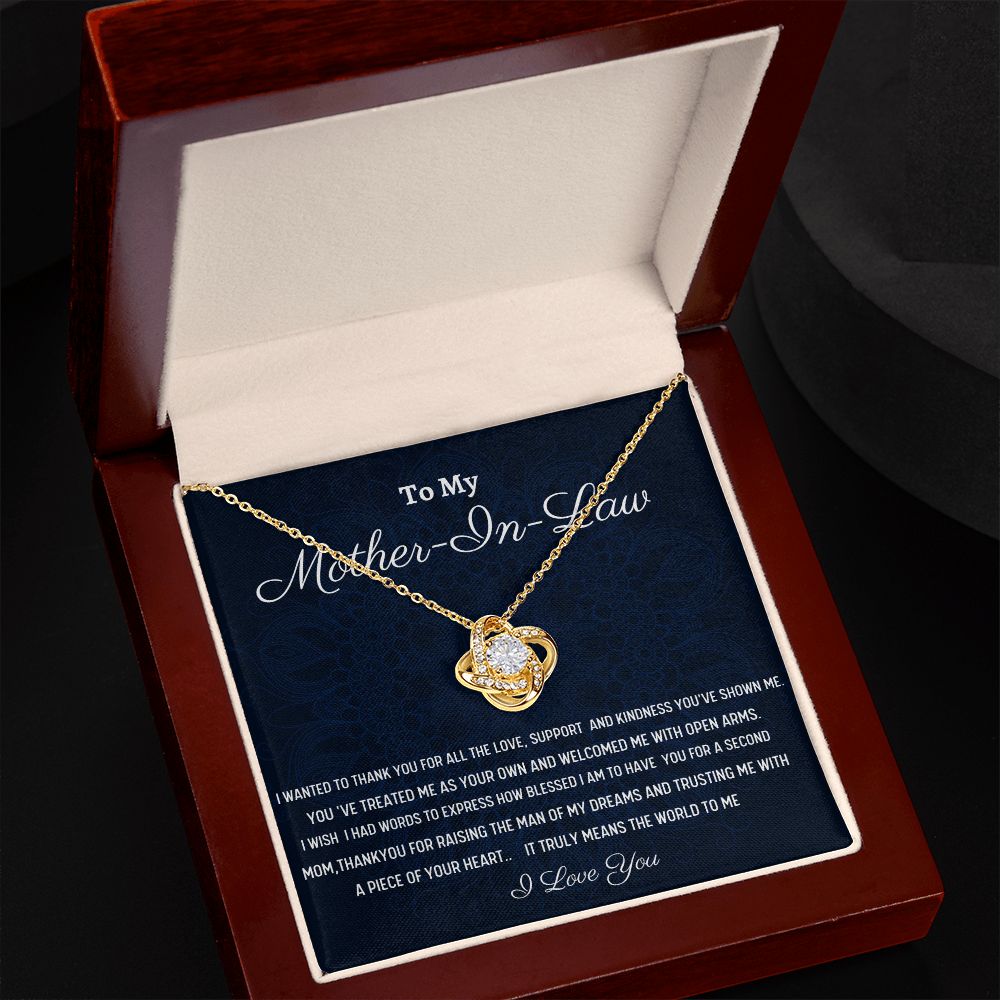 To My Mother-In-Law Love Knot Necklace, Birthday Gift For Mother In Law, Mothers Day Gift, Wedding Anniversary Gift, Women Jewelry Gift, From Daughter In Law.