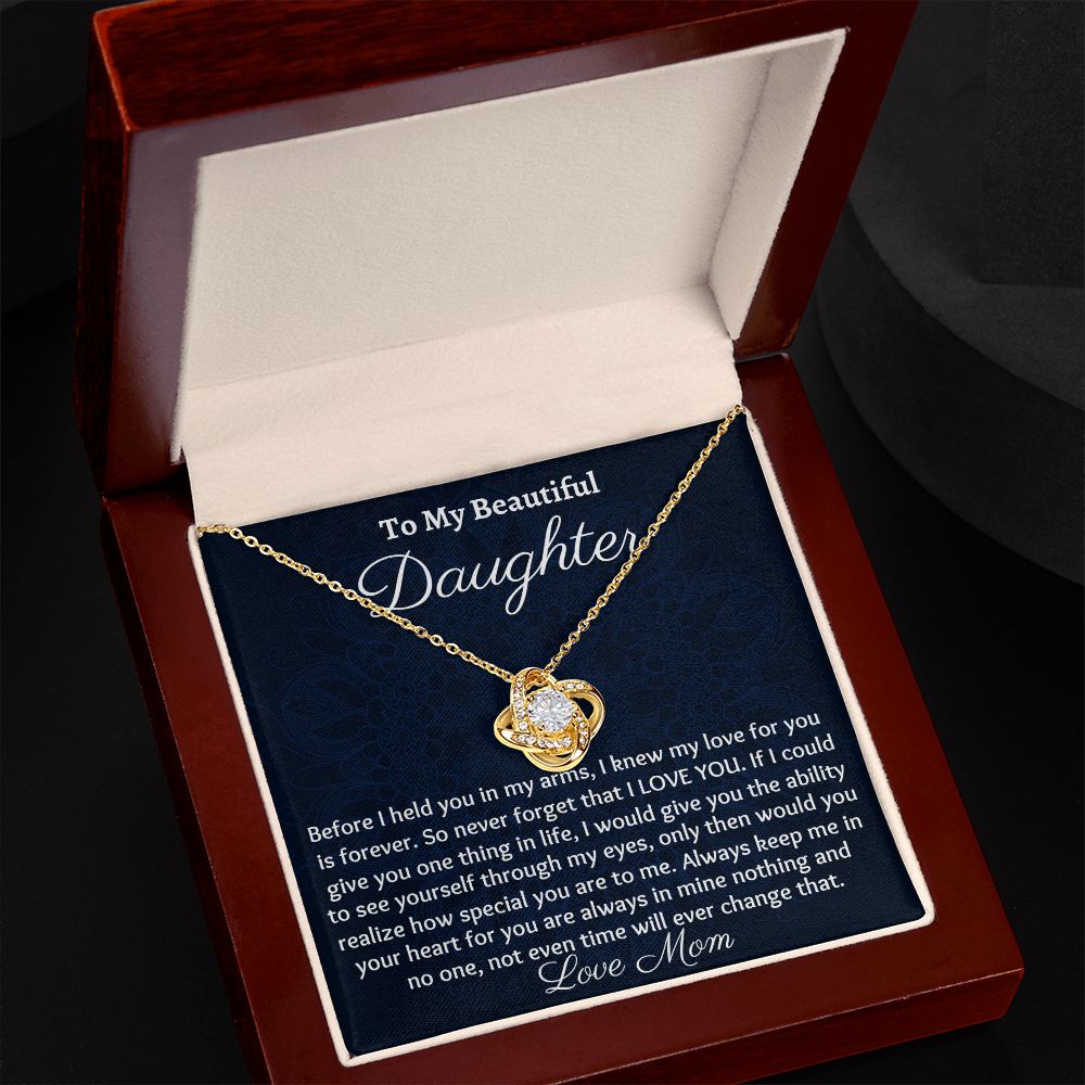 Ready To My Beautiful Daughter, Love Knot Necklace, Christmas Gift, Meaningful Gift, Birthday Gift, From Loving Mom, I Love You.