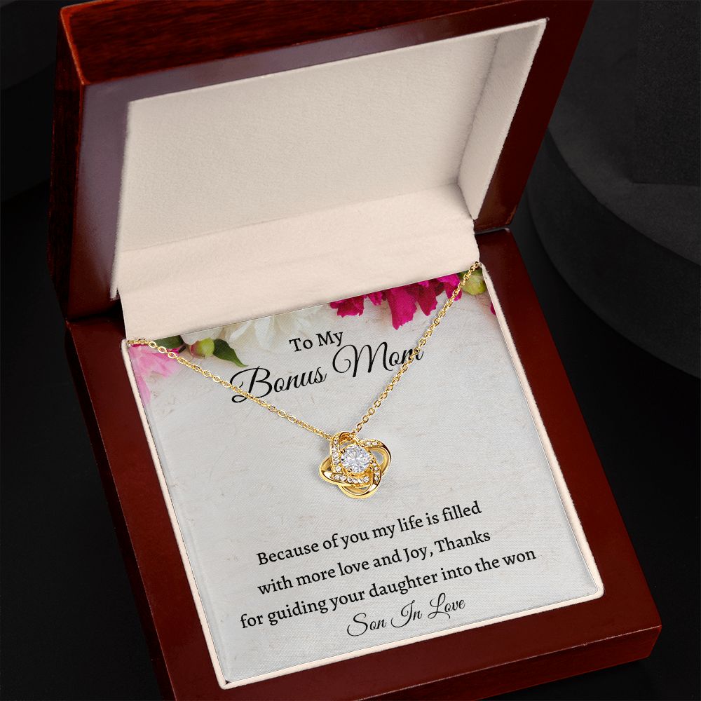 To My Bonus Mom Love Knot Necklace, Birthday Gift For Mother In Law, Easter Gift, Wedding Anniversary Gift, From Son In Law, Meaningful Gift.