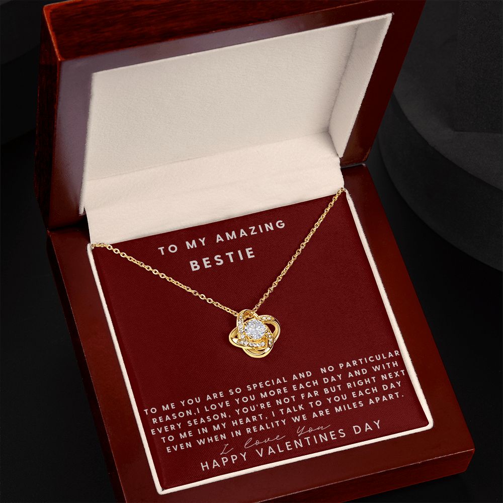 To My Amazing Bestie Love Knot Necklace, Valentine;s Day Gift For Her, Best Friend's Valentine Gift, Sentimental Gift, To My Amazing Bestie.