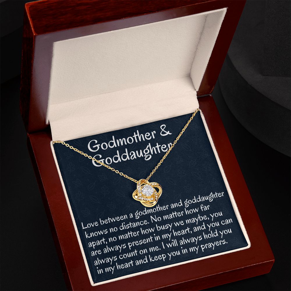 Godmother & Goddaughter, Love Knot Necklace, Birthday Gift For Her, Sweet Sixteen Jewelry, From Loving Godmother.