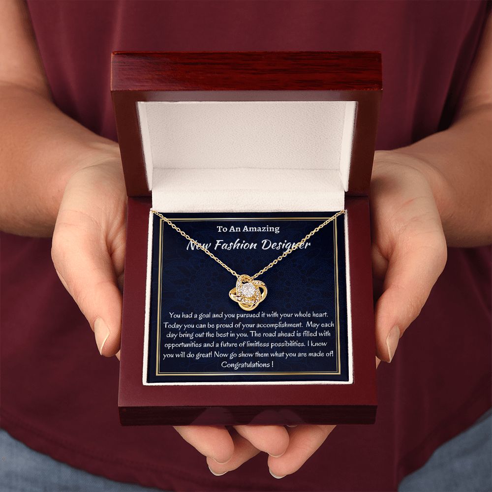 To An Amazing New Fashion Designer Love Knot Necklace, Fashion School Grad, Congratulations Gift For Her, New Fashion Designer Jewelry, Meaningful Gift.