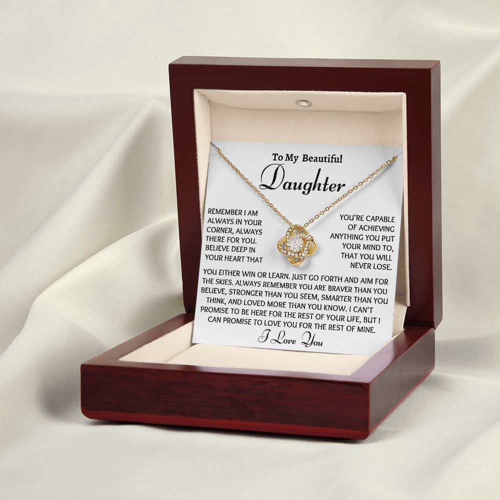 Ready Daughter Love Knot Necklace, Birthday Gift From Dad or Mom to Daughter, Christmas Gift For Her, Daughter Gift