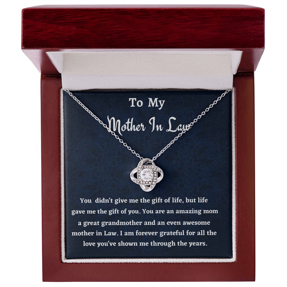 To My Mother In Law Love Knot Necklace, Birthday Gift For Mother In Law, Mothers Day Gift, Gift From Daughter In Law.
