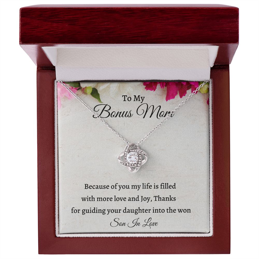 To My Bonus Mom Love Knot Necklace, Birthday Gift For Mother In Law, Easter Gift, Wedding Anniversary Gift, From Son In Law, Meaningful Gift.