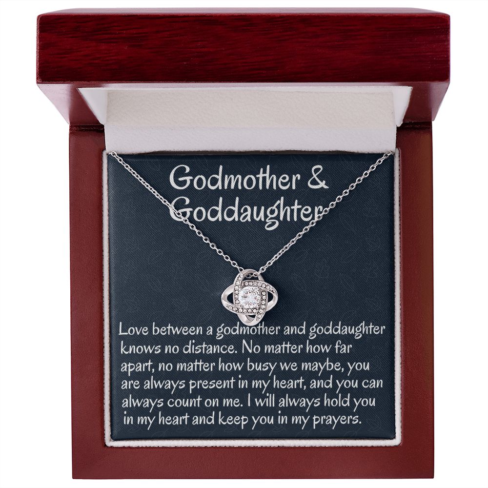 Godmother & Goddaughter, Love Knot Necklace, Birthday Gift For Her, Sweet Sixteen Jewelry, From Loving Godmother.