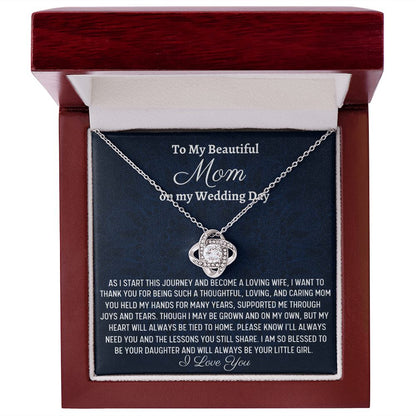 To My Beautiful Mom, Love Knot Necklace, Wedding Gift From Bride, Wedding Gift Jewelry, Gift From Daughter, Appreciation Gift, Bride To Mom Gift.