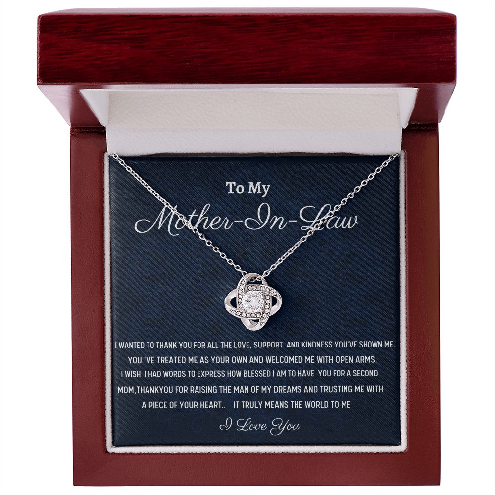 To My Mother-In-Law Love Knot Necklace, Birthday Gift For Mother In Law, Mothers Day Gift, Wedding Anniversary Gift, Women Jewelry Gift, From Daughter In Law.