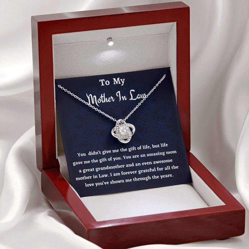 To My Mother In Law Love Knot Necklace, Birthday Gift For Mother In Law, Mothers Day Gift, Gift From Daughter In Law.