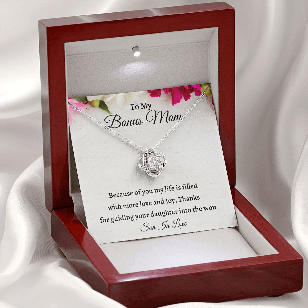 To My Bonus Mom Love Knot Necklace, Birthday Gift For Mother In Law, Easter Gift, Wedding Anniversary Gift, From Son In Law, Meaningful Gift.