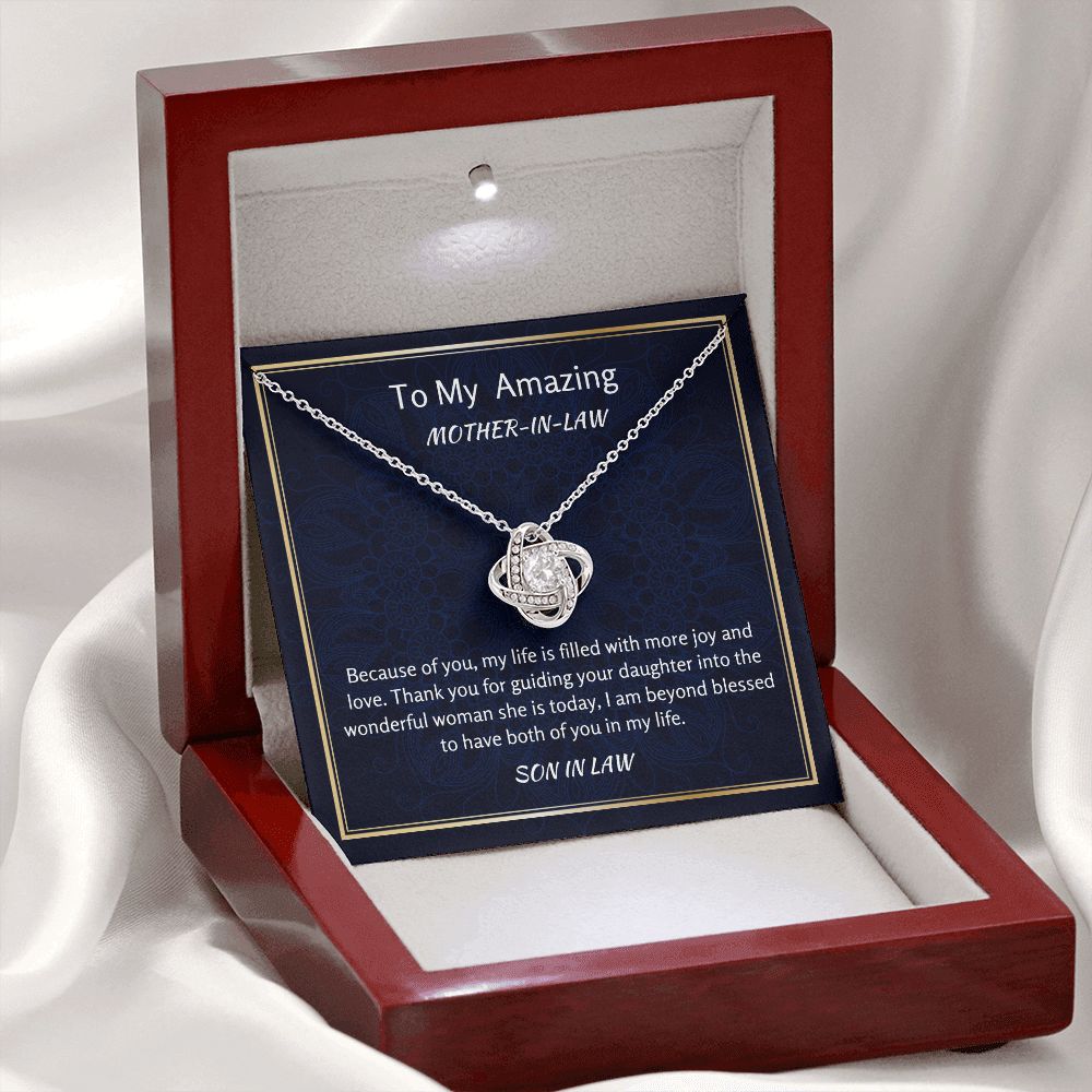 To My Amazing Mother In Law Love Knot Necklace, Birthday Gift For Amazing Mother In Law, Mothers Day Gift, Wedding Day Gift,  From Groom Gift To Mother In Law, Appreciation Gift, Women Jewelry.