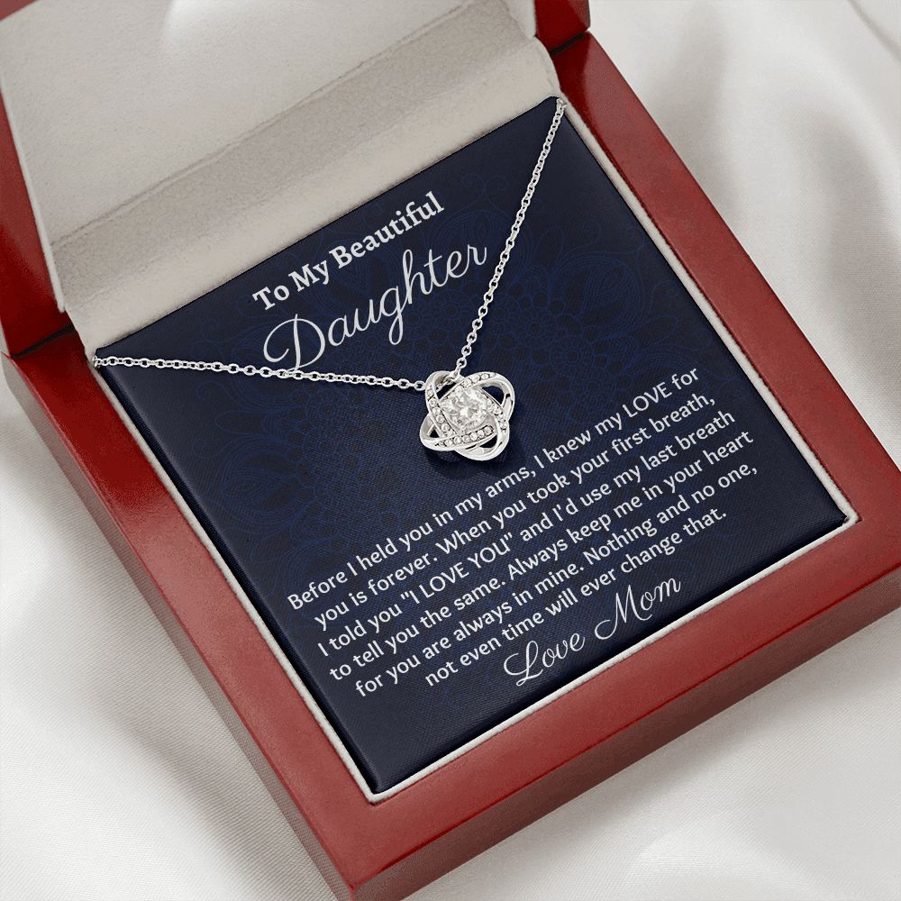 Ready To My Beautiful Daughter, Love Knot Necklace, Christmas Gift, Meaningful Gift, Birthday Gift, From Loving Mom.