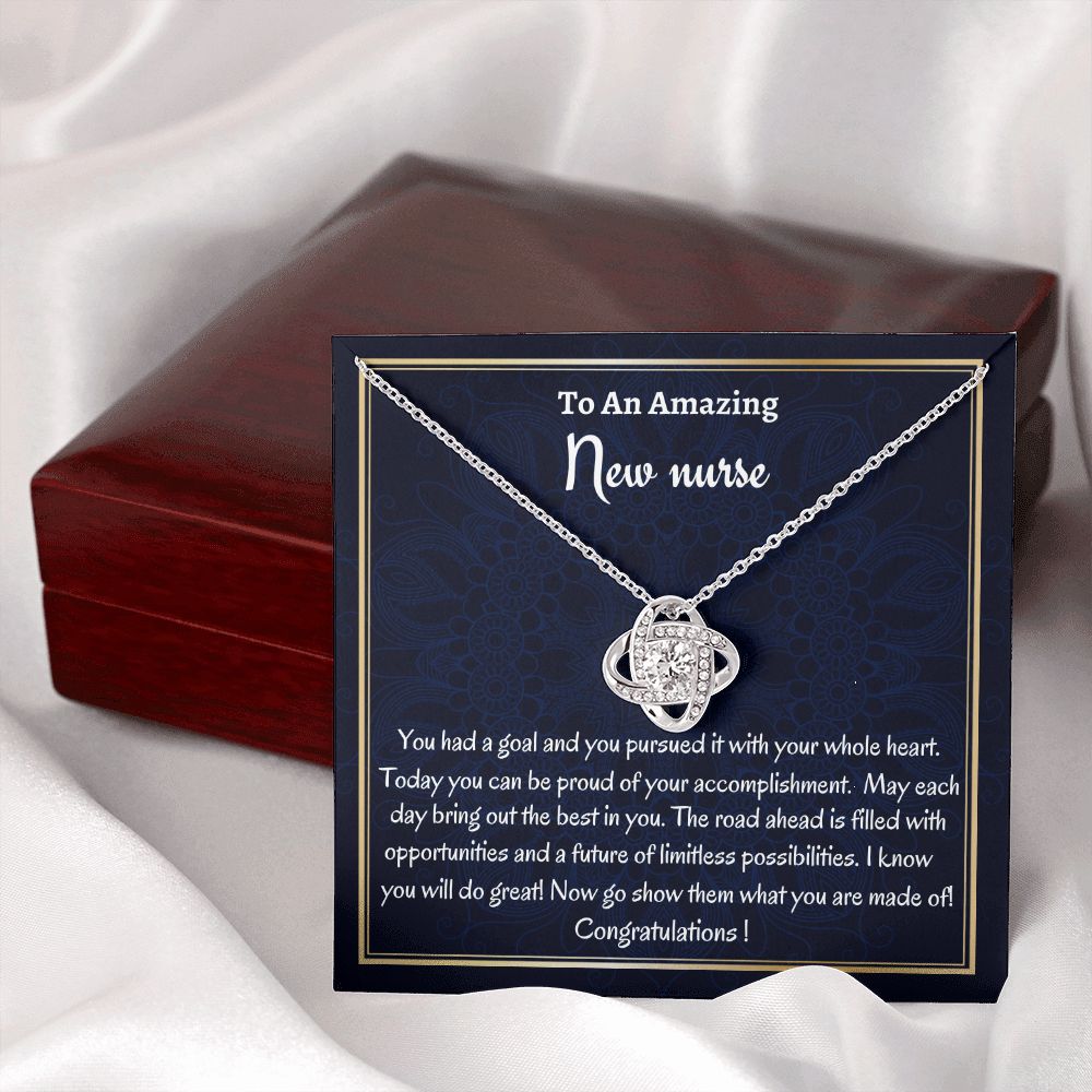 To An Amazing New Nurse Love Knot Necklace, Nurse Graduation Gift, Grad Gift For Her, New Nurse Appreciation Gift, Professional Gift, Women Jewelry.