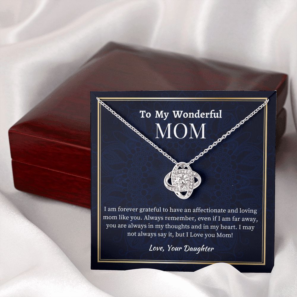 To My Wonderful Mom Love Knot Necklace, Mom's Birthday Gift,  Mothers Day Gift For A Wonderful Mom, Son To Mother Gift, Daughter To Mother Gift, Appreciation Gift For  a Wonderful Mom.