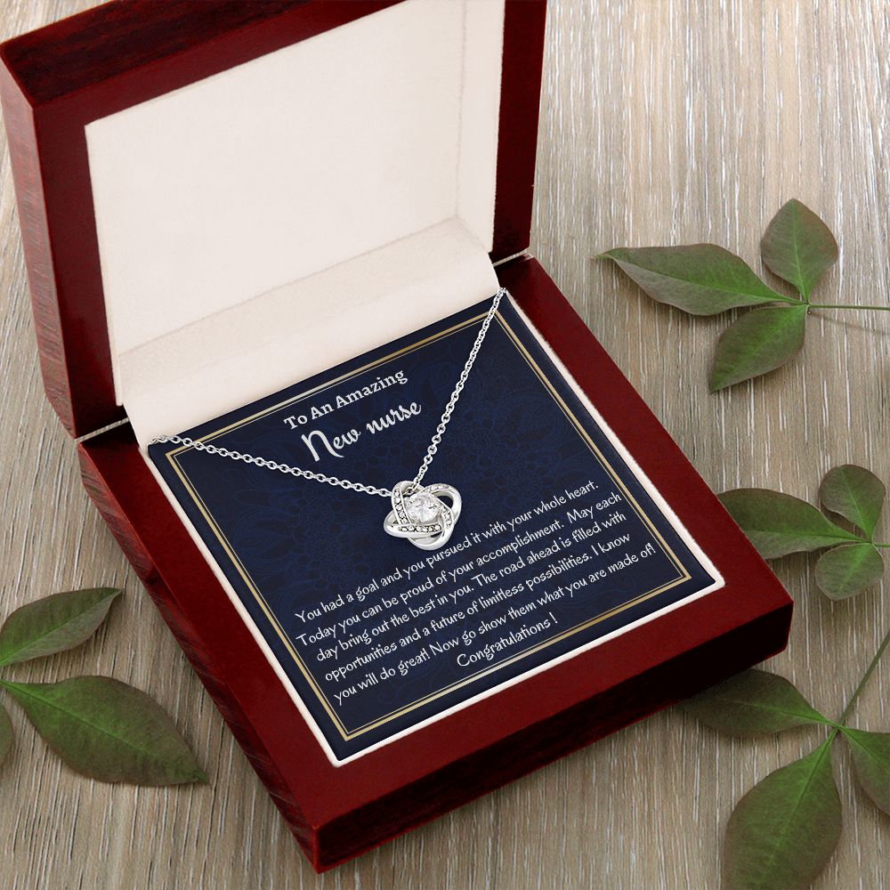 To An Amazing New Nurse Love Knot Necklace, Nurse Graduation Gift, Grad Gift For Her, New Nurse Appreciation Gift, Professional Gift, Women Jewelry.