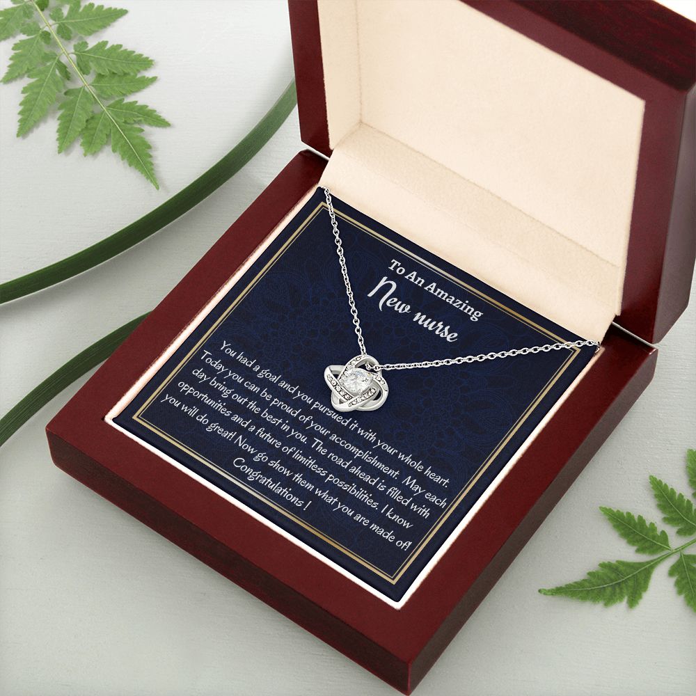 To An Amazing New Nurse Love Knot Necklace, Nurse Graduation Gift, Grad Gift For Her, New Nurse Appreciation Gift, Professional Gift, Women Jewelry.