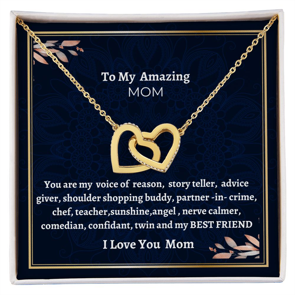 To My Amazing Mom Interlocking Hearts Necklace, Birthday Gift For Amazing Mom, Daughter To Mom Gift, Meaningful Jewelry Gift, Mothers Day Gift.
