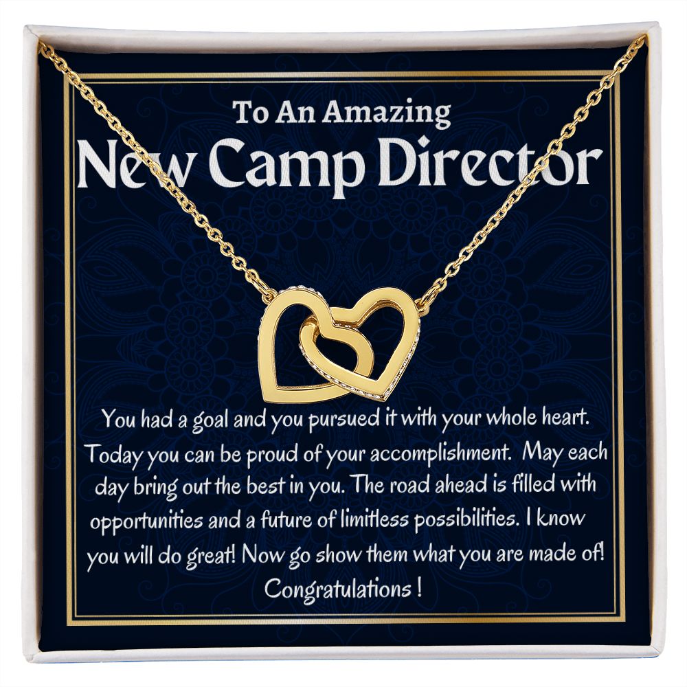To An Amazing New Camp Director Interlocking Hearts Necklace, New Camp Director Appreciation Gift, Congratulations Gift For Her, Meaningful Jewelry.