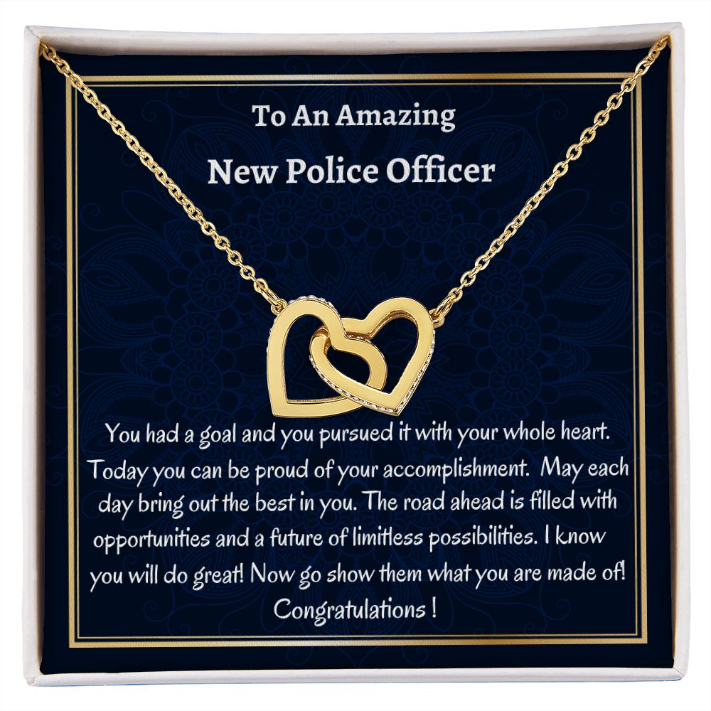 To An Amazing New Police Officer Interlocking Hearts Necklace, New Police Graduation Gift, Police Academy Grad, Meaningful Gift,  Women Jewelry