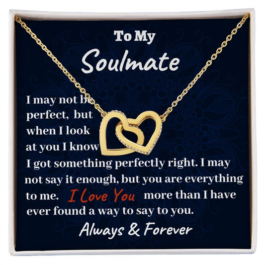 To My Soulmate Interlocking Hearts Necklace, Gift For Wife, Girlfriend, Lover, Friend,  Anniversary Gift, Christmas Gift For Her, I Love You