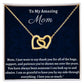 To My Amazing Mom Interlocking Hearts Necklace, Amazing mom Birthday Gift, Jewelry Gift For Mom, Valentine's  Gift For Mom, I Love You Mom