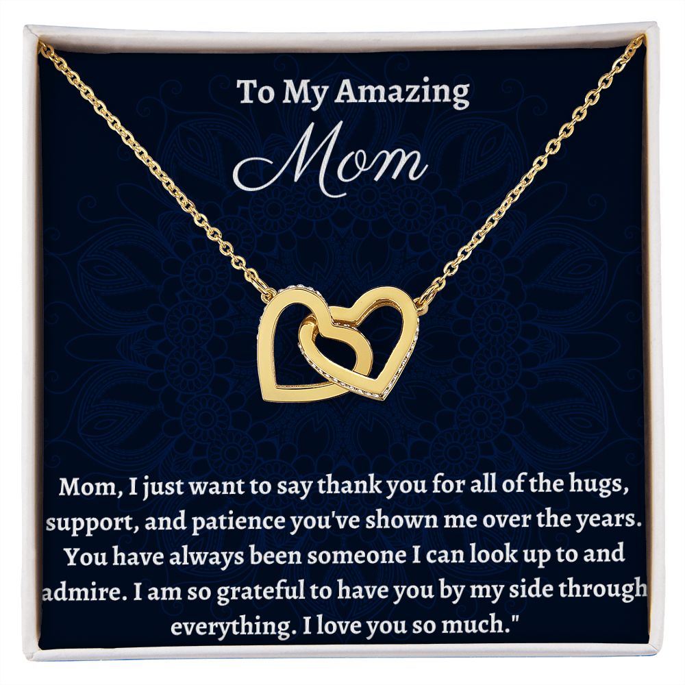 To My Amazing Mom Interlocking Hearts Necklace, Amazing mom Birthday Gift, Jewelry Gift For Mom, Valentine's  Gift For Mom, I Love You Mom