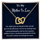 To My Mother In Law Interlocking Hearts Necklace, Birthday Gift For Mother In Law, Mothers Day Gift, Meaningful Jewelry, Gift From Daughter In Law.