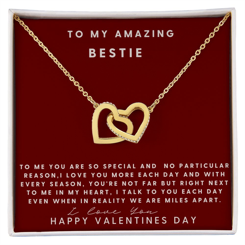To My Amazing Bestie Interlocking Hearts Necklace Valentines Gift For All Family Gear Collections