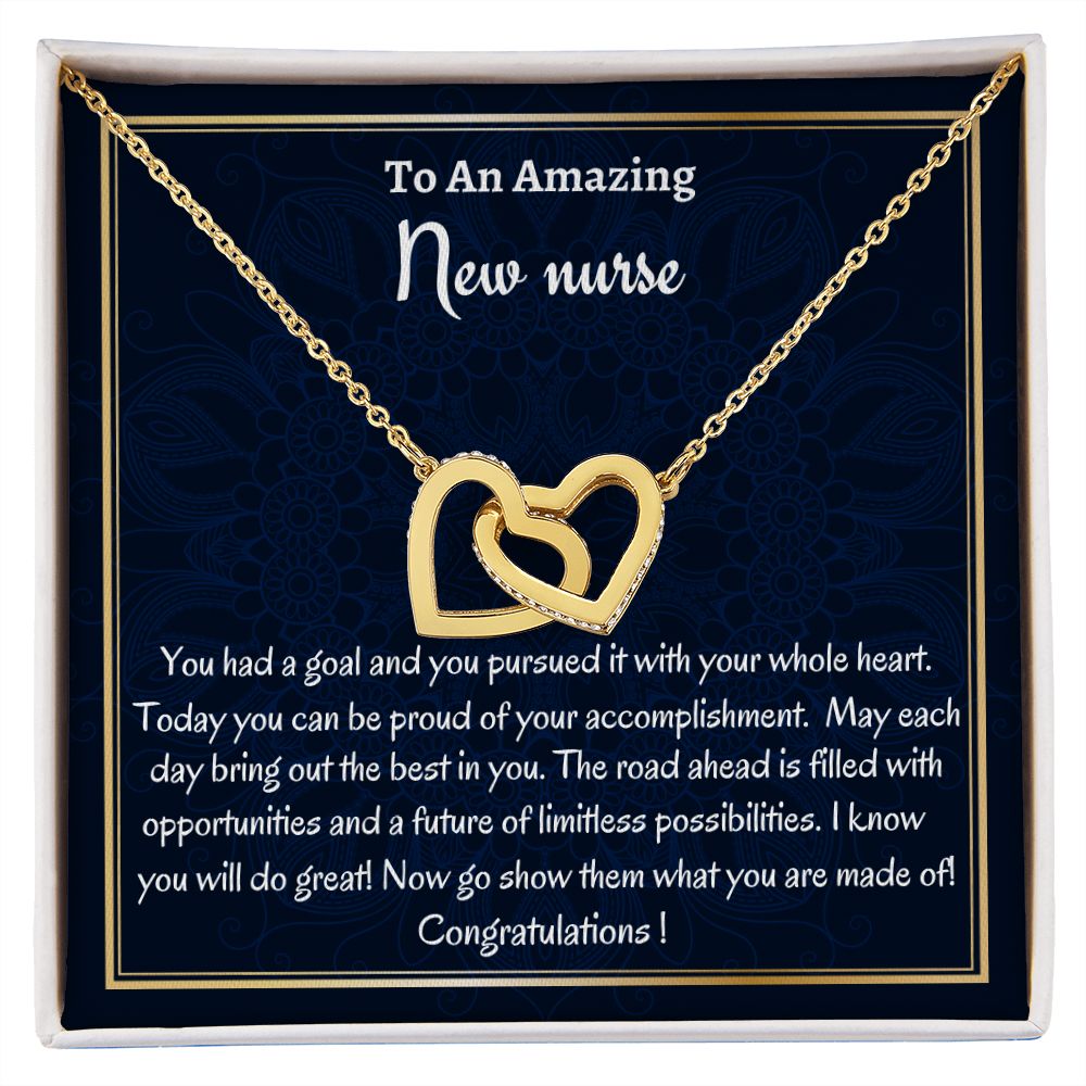To An Amazing New Nurse Interlocking Hearts Necklace, Nurse Graduation Gift, Grad Gift For Her, New Nurse Appreciation Gift, Professional Gift, Women Jewelry.