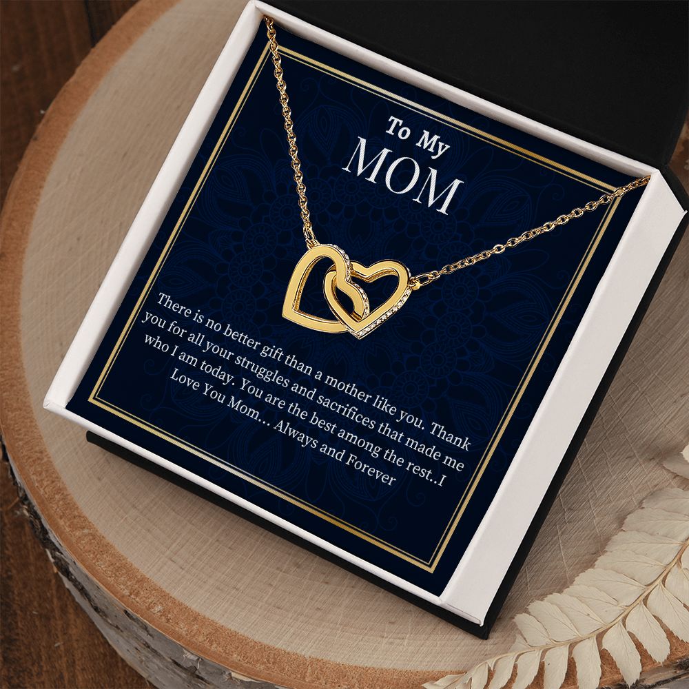 To My  Mom Interlocking Hearts Necklace, Birthday Gift For An Amazing Mother, Mothers Day Gift For AMom, Son To Mom Gift, Daughter To Mother Gift, Meaningful Jewelry Gift, Women Jewelry, Wedding Day Gift For Mom.
