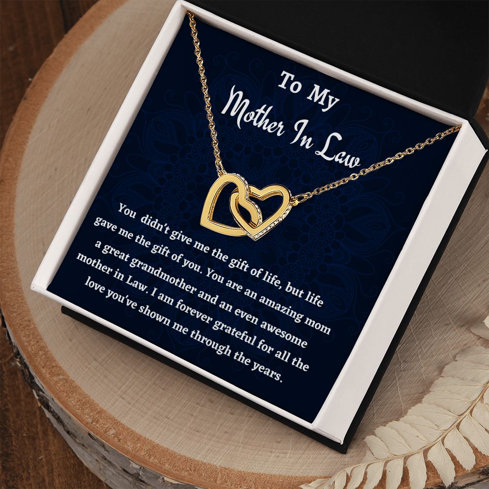 To My Mother In Law Interlocking Hearts Necklace, Birthday Gift For Mother In Law, Mothers Day Gift, Meaningful Jewelry, Gift From Daughter In Law.