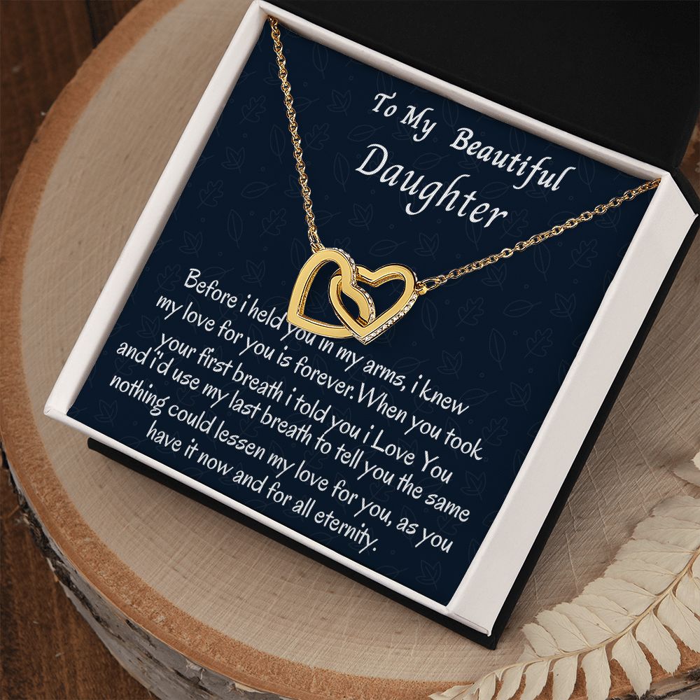 To My Beautiful Daughter Interlocking Hearts Necklace, Birthday Gift For Her, Graduation Gift For My Beautiful Daughter, Custom Name Necklace, Mom To Daughter Gift.