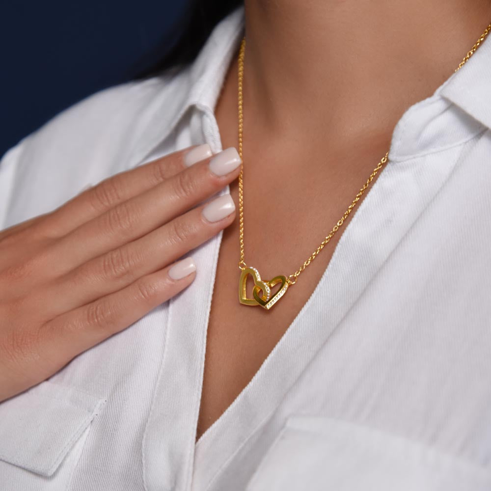 T o My Beautiful Wife Interlocking Hearts Necklace, Birthday Gift For Romantic Wife, Christmas Gift For Her